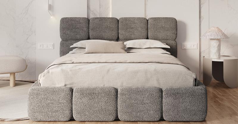 Čalúnená posteľ DELICATO 140x200 cm Tmavo sivá Cleo s úložným priestorom kovový rošt