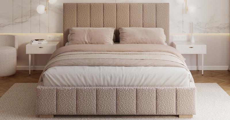 Čalúnená posteľ AUSTIN 90x200cm Ružová Boucle s úložným priestorom kovový rošt