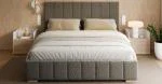Čalúnená posteľ AUSTIN 140x200cm Tmavo sivá Boucle s úložným priestorom kovový rošt