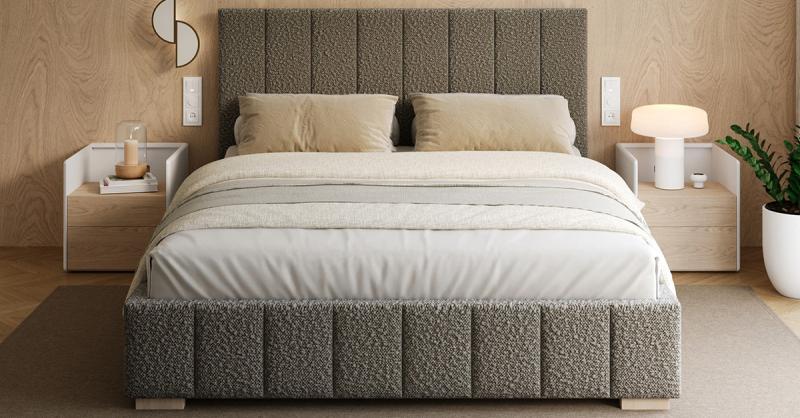 Čalúnená posteľ AUSTIN 140x200cm Tmavo sivá Boucle s úložným priestorom kovový rošt