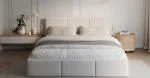 Čalúnená posteľ FRESIA 90x200cm Biela Paris s úložným priestorom kovový rošt