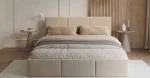 Čalúnená posteľ FRESIA 90x200cm Krémová Paris s úložným priestorom kovový rošt