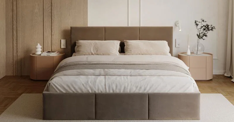 Čalúnená posteľ FRESIA 90x200cm Hnedá Paris s úložným priestorom kovový rošt