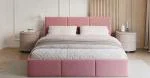 Čalúnená posteľ FRESIA 90x200cm Ružová Paris s úložným priestorom kovový rošt