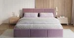 Čalúnená posteľ FRESIA 90x200cm Fialová Paris s úložným priestorom kovový rošt