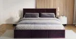 Čalúnená posteľ FRESIA 90x200cm Tmavo fialová Paris s úložným priestorom kovový rošt