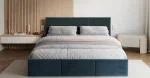 Čalúnená posteľ FRESIA 90x200cm Modrá Paris s úložným priestorom kovový rošt