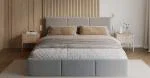 Čalúnená posteľ FRESIA 90x200cm Svetlo sivá Paris s úložným priestorom kovový rošt