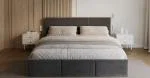Čalúnená posteľ FRESIA 90x200cm Sivá Paris s úložným priestorom kovový rošt