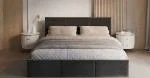Čalúnená posteľ FRESIA 90x200cm Tmavo sivá Paris s úložným priestorom kovový rošt