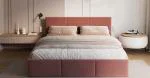 Čalúnená posteľ FRESIA 90x200cm Lososová Paris s úložným priestorom kovový rošt