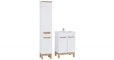 Kúpeľňová zostava BALI WHITE 60cm s vysokou skrinkou a umývadlom