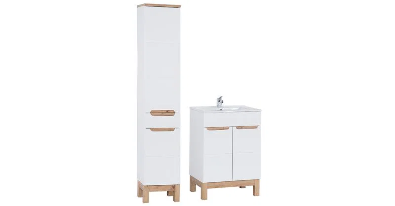 Kúpeľňová zostava BALI WHITE 60cm s vysokou skrinkou a umývadlom