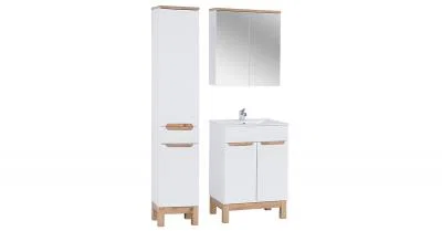 Kúpeľňová zostava BALI WHITE 60cm s vysokou skrinkou, zrkadlom a umývadlom