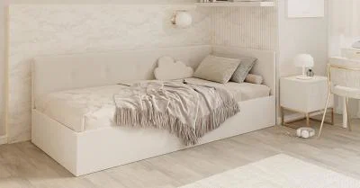 Posteľ EDDY 2 pre deti a mládež biela TRINITY 90x200 kovový zdvižný rošt