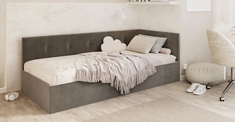 Posteľ EDDY 2 pre deti a mládež grafitová TRINITY 90x200 kovový zdvižný rošt