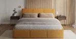 Čalúnená posteľ FRESIA 90x200cm Žltá Ottawa s úložným priestorom kovový rošt