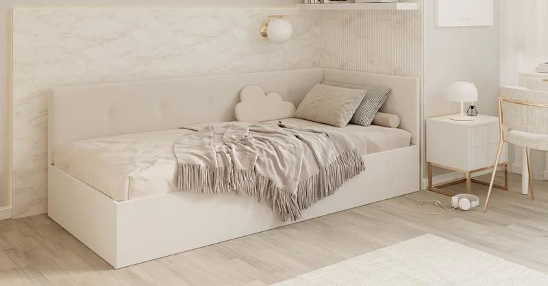 Posteľ EDDY 2 pre deti a mládež biela TRINITY 100x200 kovový zdvižný rošt