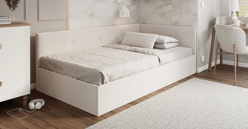 Posteľ EDDY 2 pre deti a mládež biela TRINITY 120x200 kovový zdvižný rošt