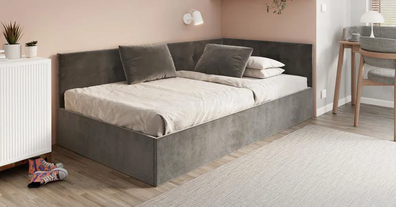 Posteľ EDDY 2 pre deti a mládež grafitová TRINITY 120x200 kovový zdvižný rošt