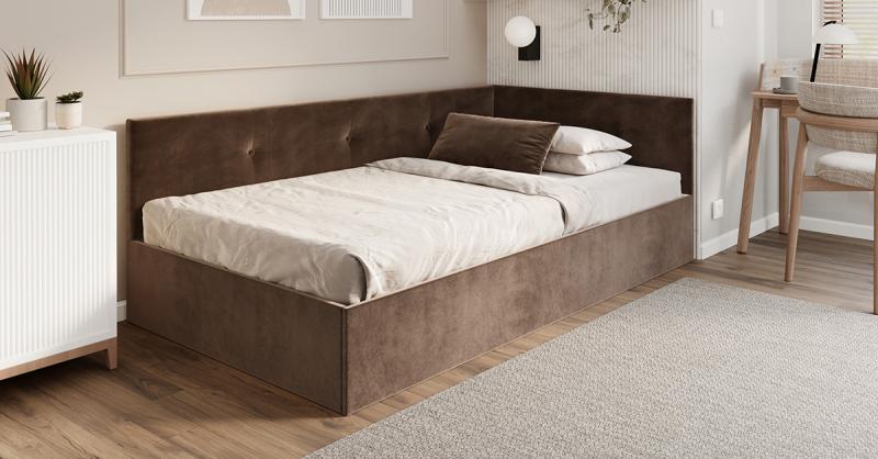 Posteľ EDDY 2 pre deti a mládež hnedá TRINITY 120x200 kovový zdvižný rošt