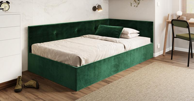 Posteľ EDDY 2 pre deti a mládež zelená TRINITY 120x200 kovový zdvižný rošt