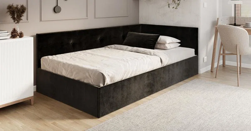 Posteľ EDDY 2 pre deti a mládež čierna TRINITY 140x200 kovový zdvižný rošt