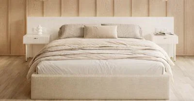 Čalúnená posteľ ORLANDO 90x200 Krémová Sztruks s úložným priestorom kovový rošt