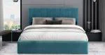 Čalúnená posteľ JUSTIN 140x200 Tyrkysová Trinity s úložným priestorom kovový rošt