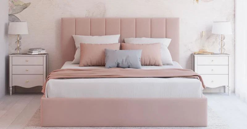 Čalúnená posteľ COLORADO 200x200 s kovovým zdvižným roštom RŮŽOVÁ