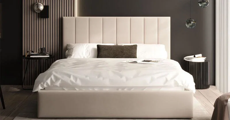 Čalúnená posteľ COLORADO 200x200 s kovovým zdvižným roštom KRÉMOVÁ