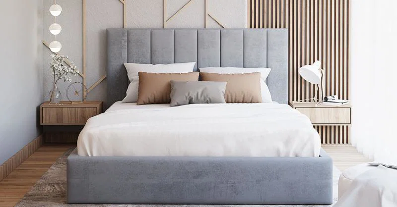 Čalúnená posteľ COLORADO 200x200 s kovovým zdvižným roštom SIVÁ TRINITY