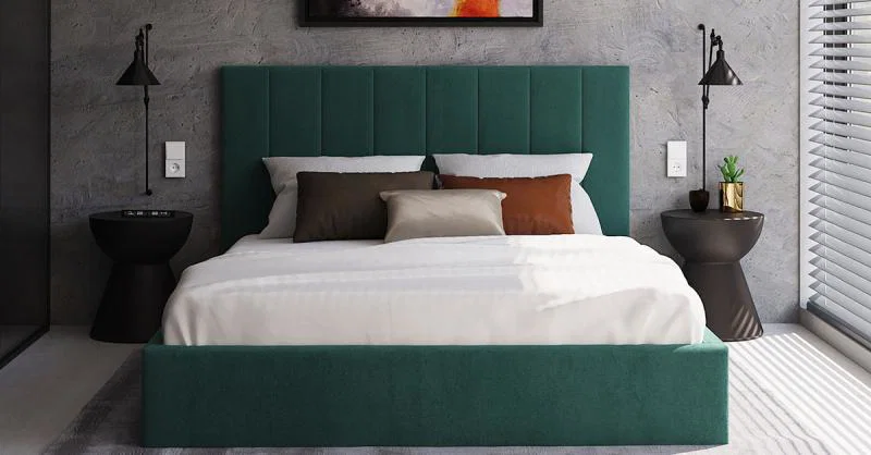 Čalúnená posteľ COLORADO 200x200 s kovovým zdvižným roštom TYRKYSOVÁ TRINITY