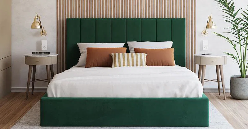 Čalúnená posteľ COLORADO 200x200 s kovovým zdvižným roštom ZELENÁ TRINITY