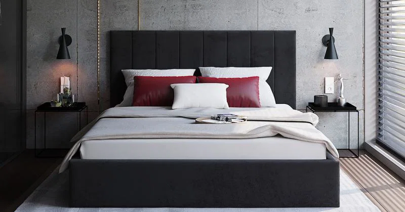 Čalúnená posteľ COLORADO 200x200 s kovovým zdvižným roštom ČIERNA TRINITY