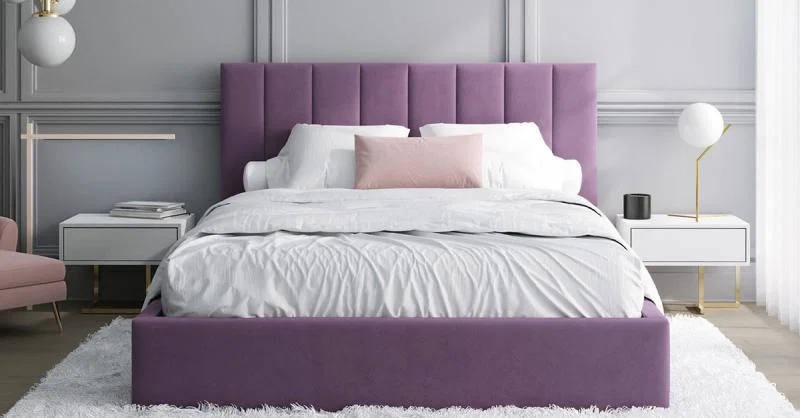 Luxusná posteľ COLORADO 160x200 s kovovým zdvižným roštom Fialová PARIS