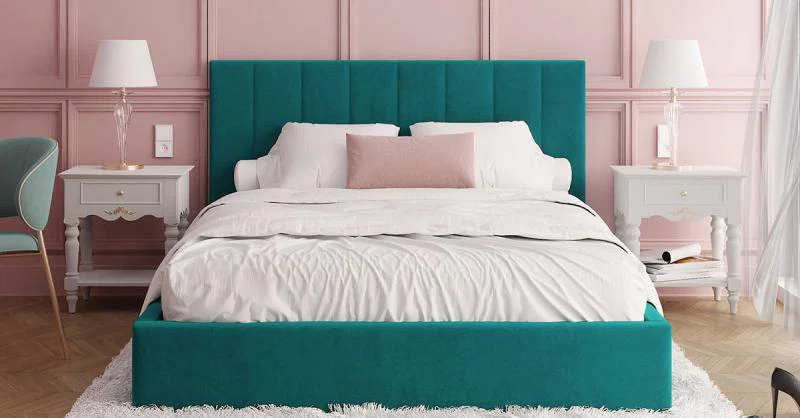 Luxusná posteľ COLORADO 180x200 s kovovým zdvižným roštom Tyrkysová PARIS