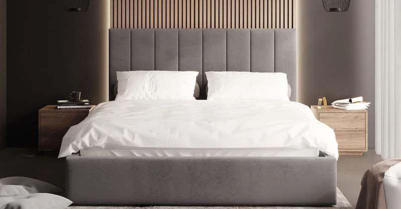 Luxusná posteľ COLORADO 120x200 s kovovým zdvižným roštom Sivá PARIS