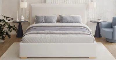 Čalúnená posteľ PERFETTO 140x200 s kovovým zdvižným roštom BIELA PARIS