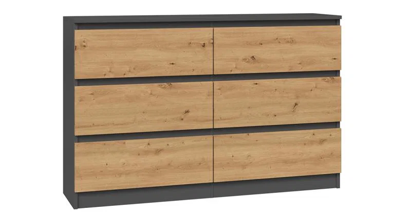 Komoda MALWA M6 120cm ŠEDÁ / ARTISAN matná