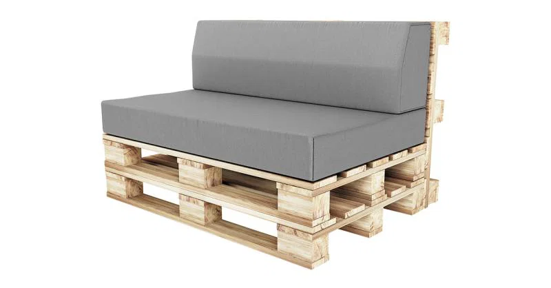 Záhradný sedák a opierka na euro palety hydrofóbne šedé 120×78 cm