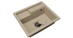 Granitový drez ELITE 6052 BÉŽOVÝ + čierny sifon 60 x 52 x 21,5 cm