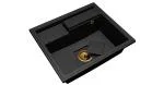 Granitový drez ELITE 6052 ČIERNY + zlatý sifon 60 x 52 x 21,5 cm