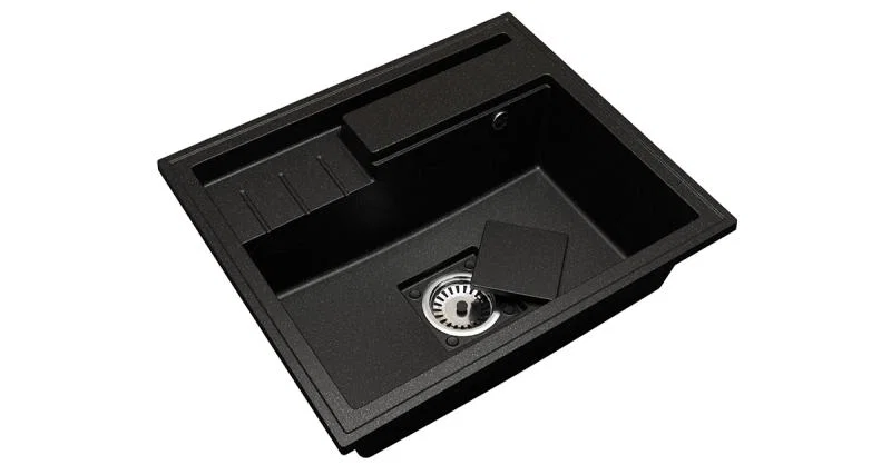 Granitový drez ELITE 6052 ČIERNY S TEXTUROU ŽULY 60 x 52 x 21,5 cm