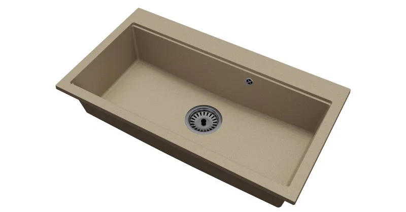 Granitový dřez ELITE 90 BÉŽOVÝ + čierny sifon 90 x 50 x 21 cm
