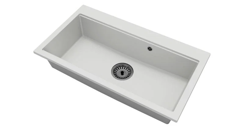 Granitový dřez ELITE 90 BIELY + čierny sifon 90 x 50 x 21 cm