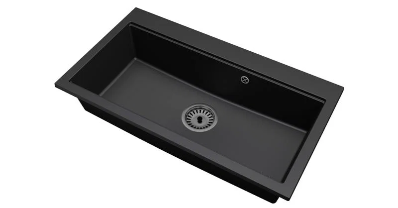 Granitový dřez ELITE 90 ČIERNY + čierny sifon 90 x 50 x 21 cm