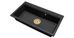 Granitový dřez ELITE 90 ČIERNY + zlaty sifon 90 x 50 x 21 cm