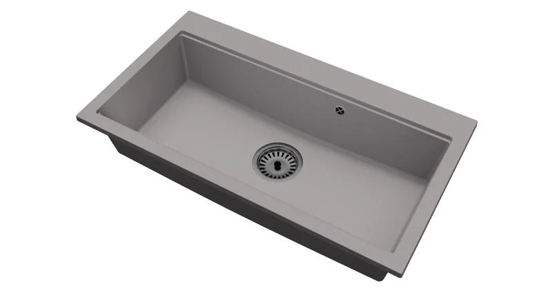 Granitový dřez ELITE 90 SIVÝ + čierny sifon 90 x 50 x 21 cm