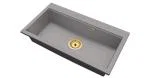 Granitový dřez ELITE 90 SIVÝ + zlaty sifon 90 x 50 x 21 cm